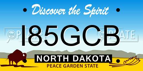 I85GCB North Dakota License Plate