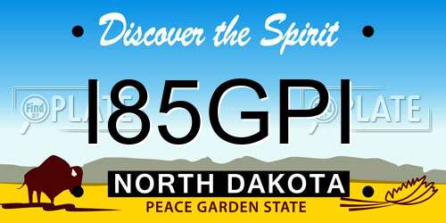 I85GPI North Dakota License Plate