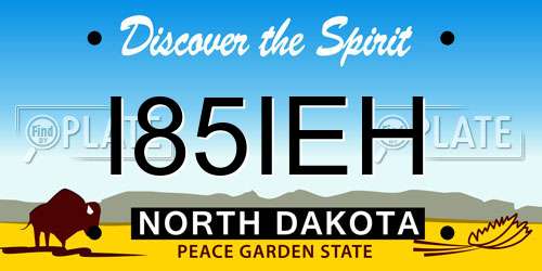 I85IEH North Dakota License Plate