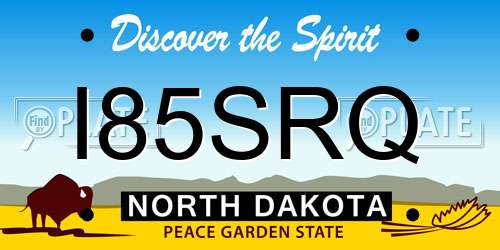 I85SRQ North Dakota License Plate