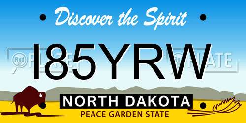 I85YRW North Dakota License Plate