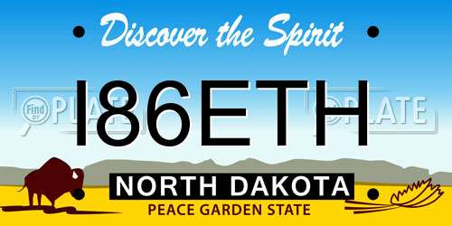 I86ETH North Dakota License Plate