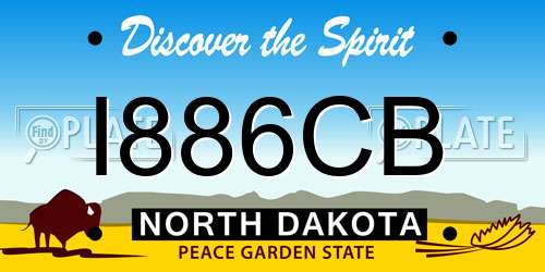 I886CB North Dakota License Plate