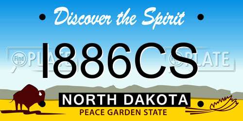 I886CS North Dakota License Plate