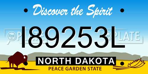 I89253L North Dakota License Plate