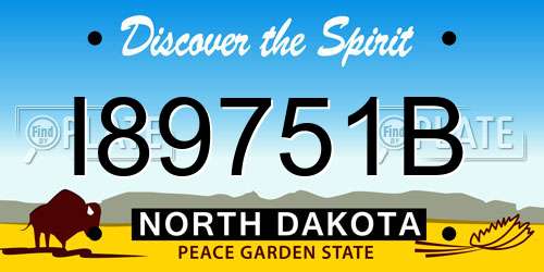 I89751B North Dakota License Plate