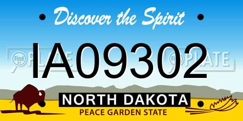 IA09302 North Dakota License Plate