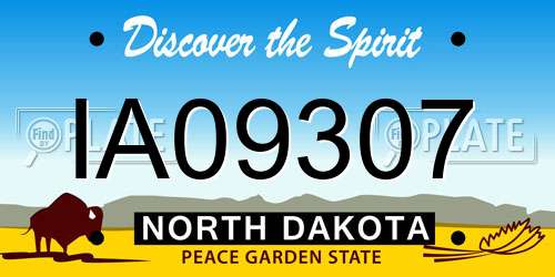 IA09307 North Dakota License Plate