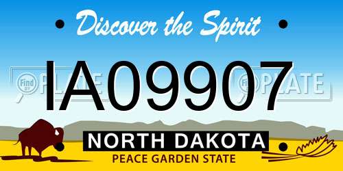 IA09907 North Dakota License Plate