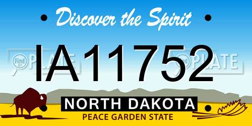 IA11752 North Dakota License Plate