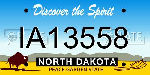 IA13558 North Dakota License Plate