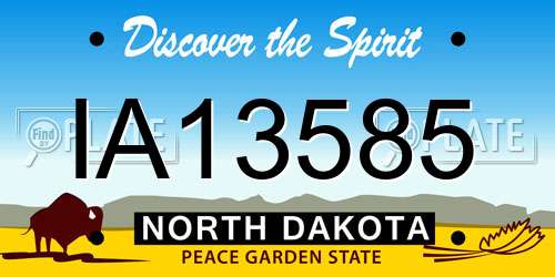 IA13585 North Dakota License Plate