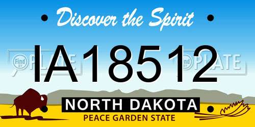IA18512 North Dakota License Plate