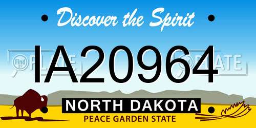 IA20964 North Dakota License Plate