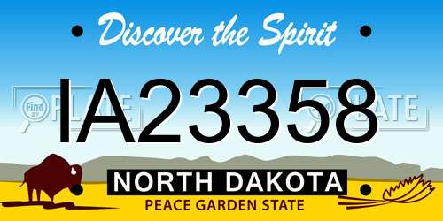 IA23358 North Dakota License Plate