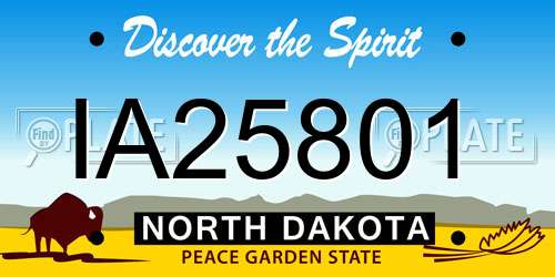IA25801 North Dakota License Plate