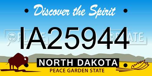 IA25944 North Dakota License Plate