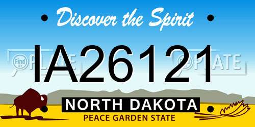 IA26121 North Dakota License Plate