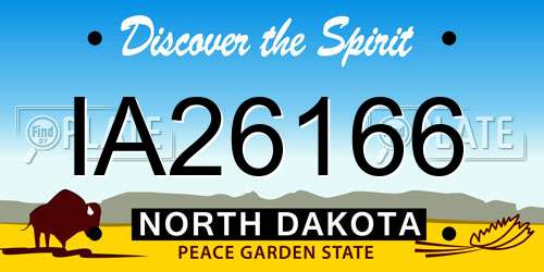 IA26166 North Dakota License Plate