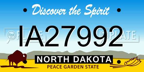 IA27992 North Dakota License Plate