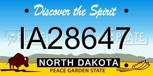IA28647 North Dakota License Plate