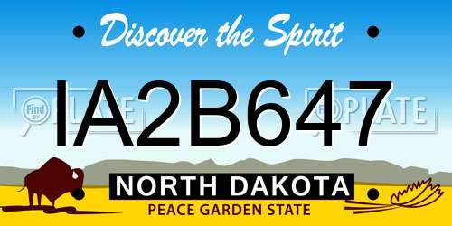 IA2B647 North Dakota License Plate