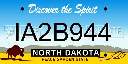 IA2B944 North Dakota License Plate