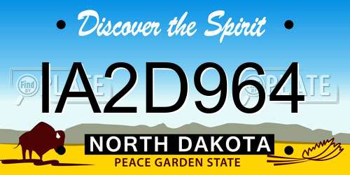 IA2D964 North Dakota License Plate