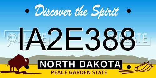 IA2E388 North Dakota License Plate