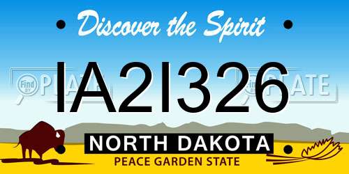 IA2I326 North Dakota License Plate