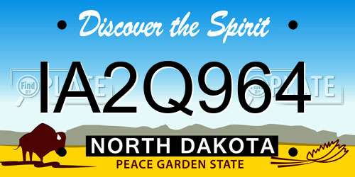 IA2Q964 North Dakota License Plate