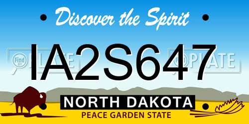 IA2S647 North Dakota License Plate