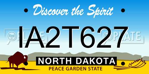 IA2T627 North Dakota License Plate