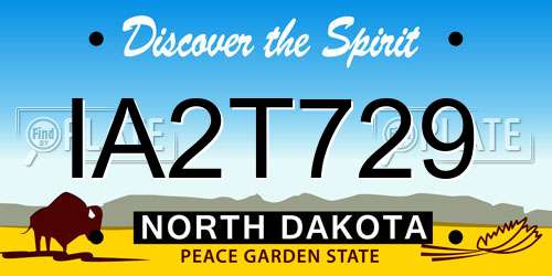 IA2T729 North Dakota License Plate