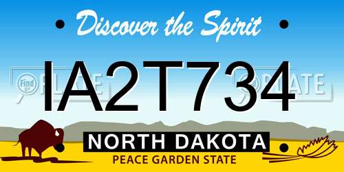 IA2T734 North Dakota License Plate