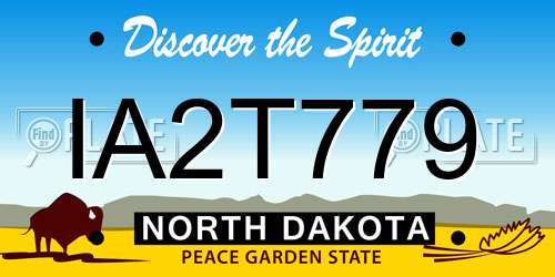 IA2T779 North Dakota License Plate