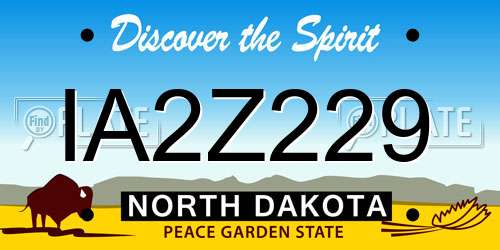 IA2Z229 North Dakota License Plate
