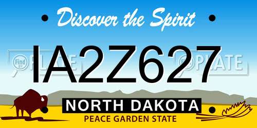 IA2Z627 North Dakota License Plate