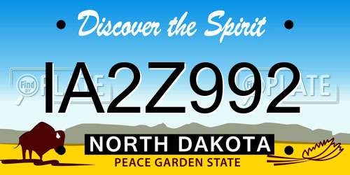 IA2Z992 North Dakota License Plate