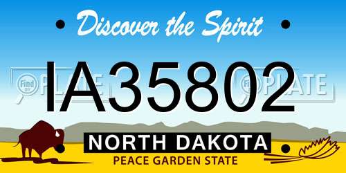 IA35802 North Dakota License Plate