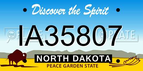 IA35807 North Dakota License Plate