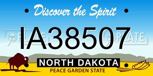 IA38507 North Dakota License Plate