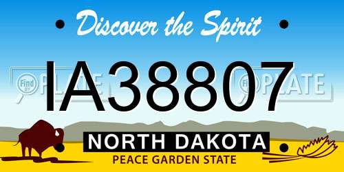IA38807 North Dakota License Plate