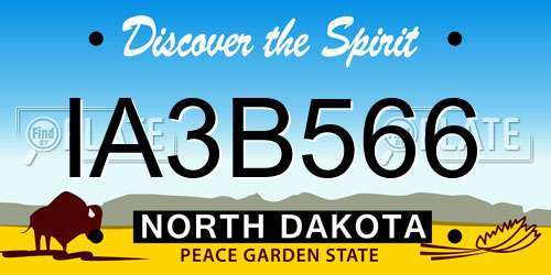 IA3B566 North Dakota License Plate