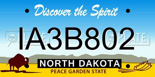 IA3B802 North Dakota License Plate