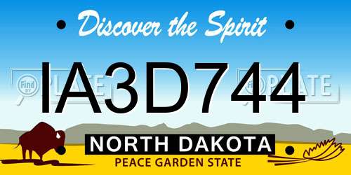 IA3D744 North Dakota License Plate