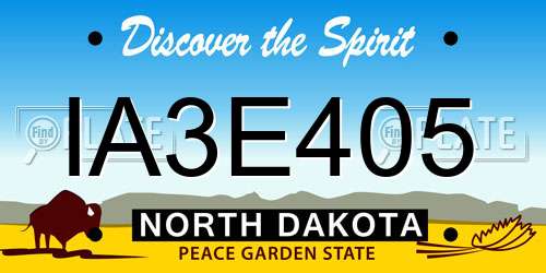 IA3E405 North Dakota License Plate