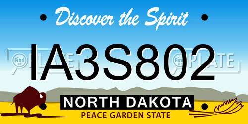 IA3S802 North Dakota License Plate