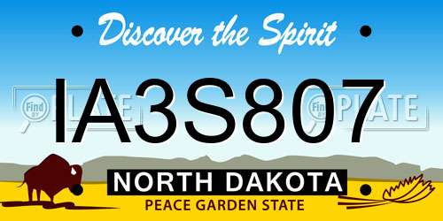 IA3S807 North Dakota License Plate