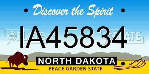 IA45834 North Dakota License Plate